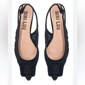 Bibi Lou Dalila Woven Slingback Ballerina Flats in EU 37 US 6-6.5 Black